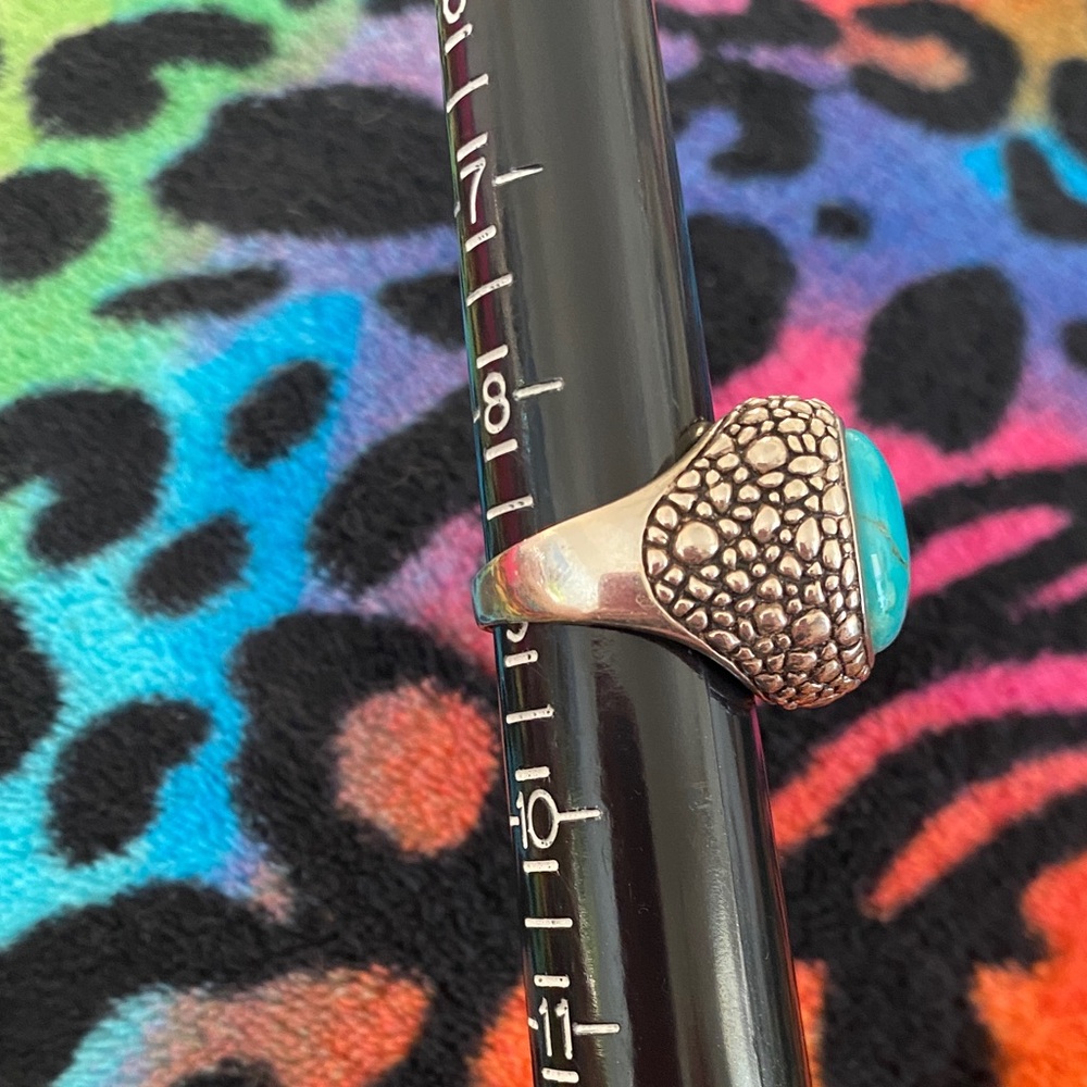 Turquoise Silver Statement Ring - image 3